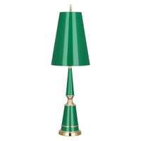 versailles table lamp with painted shade green brass - front view
