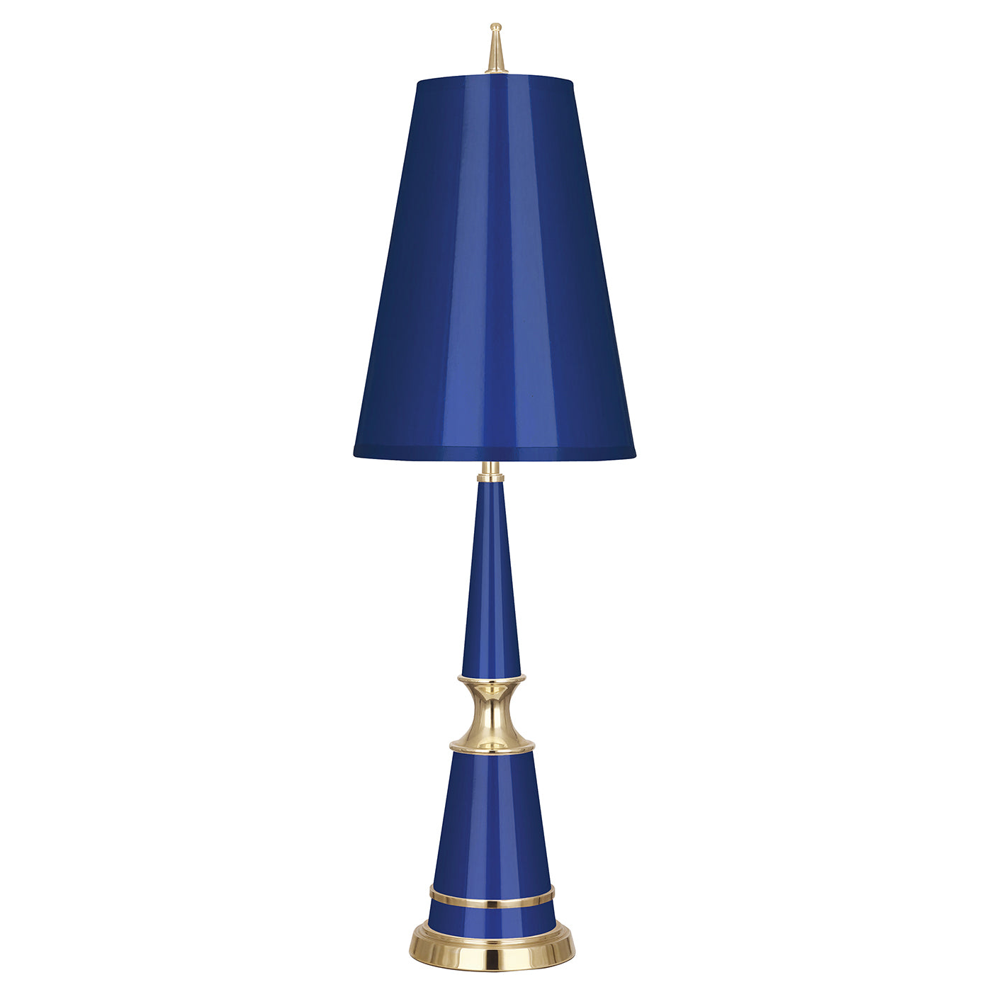 versailles table lamp with painted shade blue brass - front view