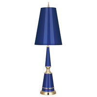 versailles table lamp with painted shade blue brass - front view