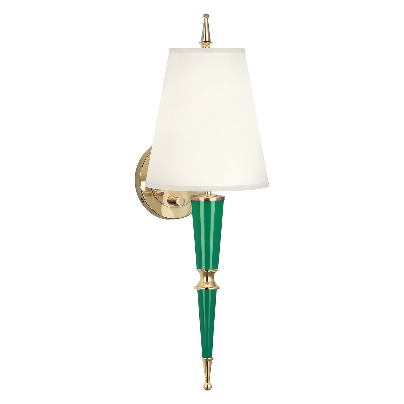 versailles sconce with fabric shade green brass - angle view