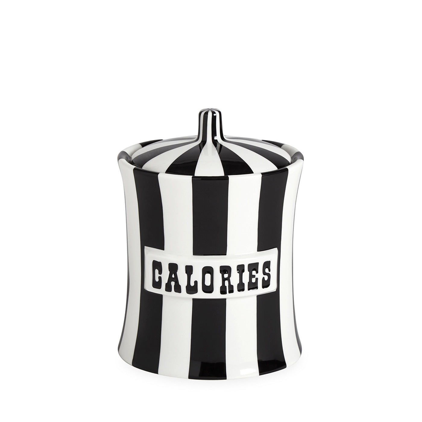 vice calories canister porcelain black white - front view