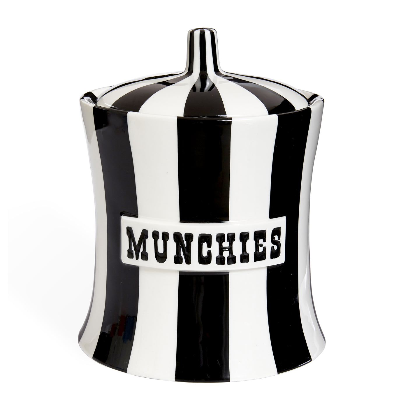 vice canister munchies porcelain black white - front view
