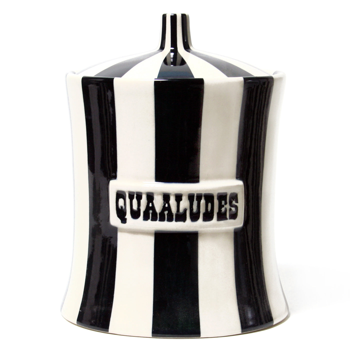 vice quaaludes canister porcelain black white - front view