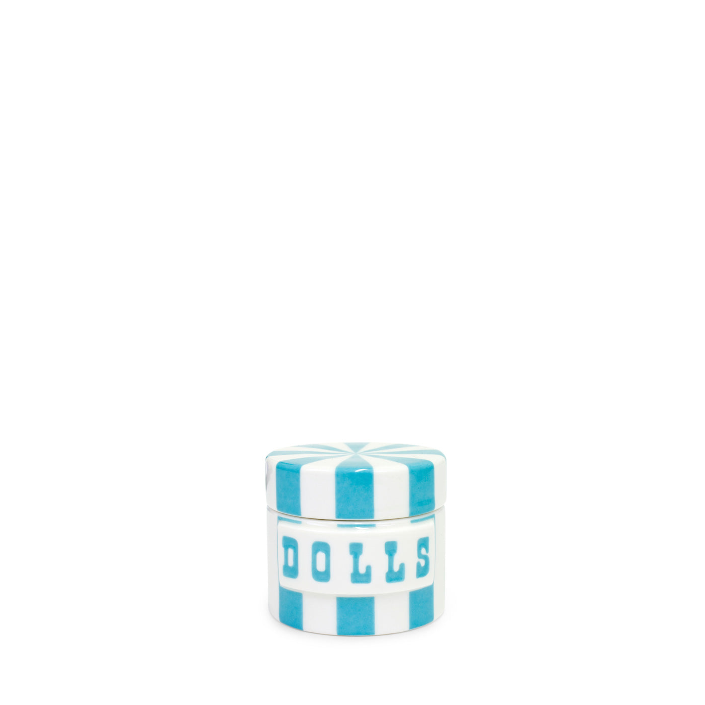 vice dolls canister porcelain blue white - front view