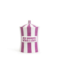 vice glitter canister porcelain purple white - front view