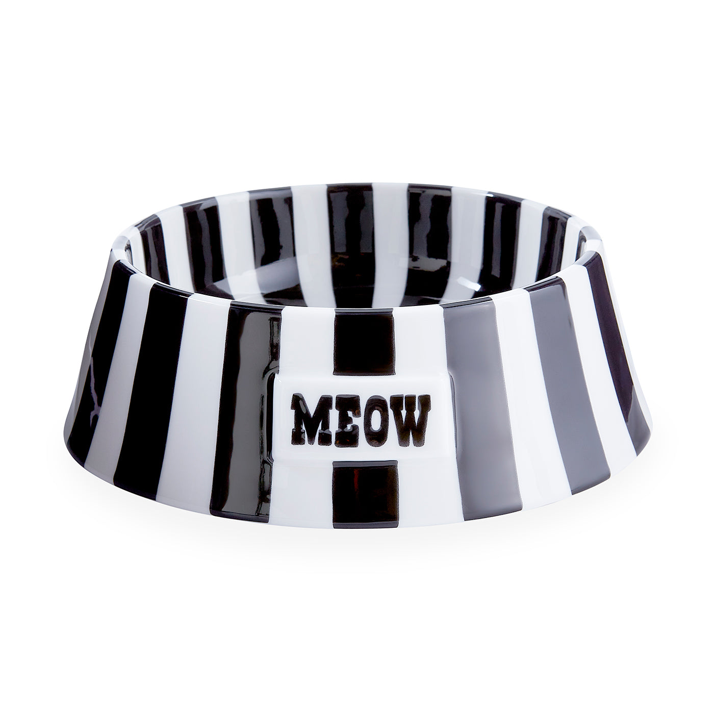 vice meown pet bowl porcelain black and white - front view