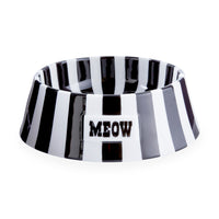 vice meown pet bowl porcelain black and white - front view