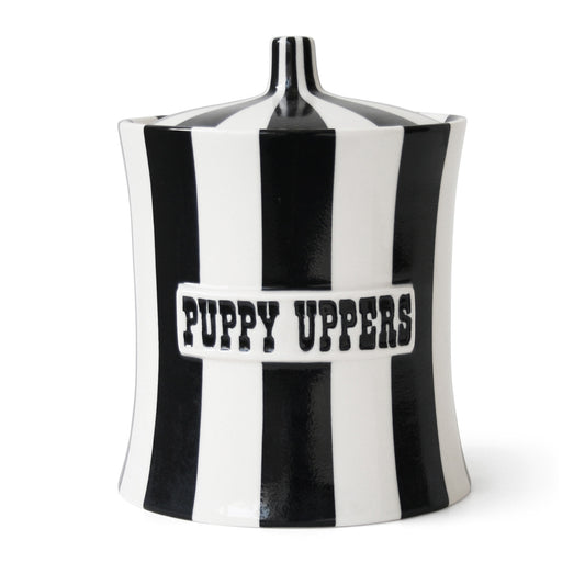 vice puppy uppers canister porcelain black white - front view