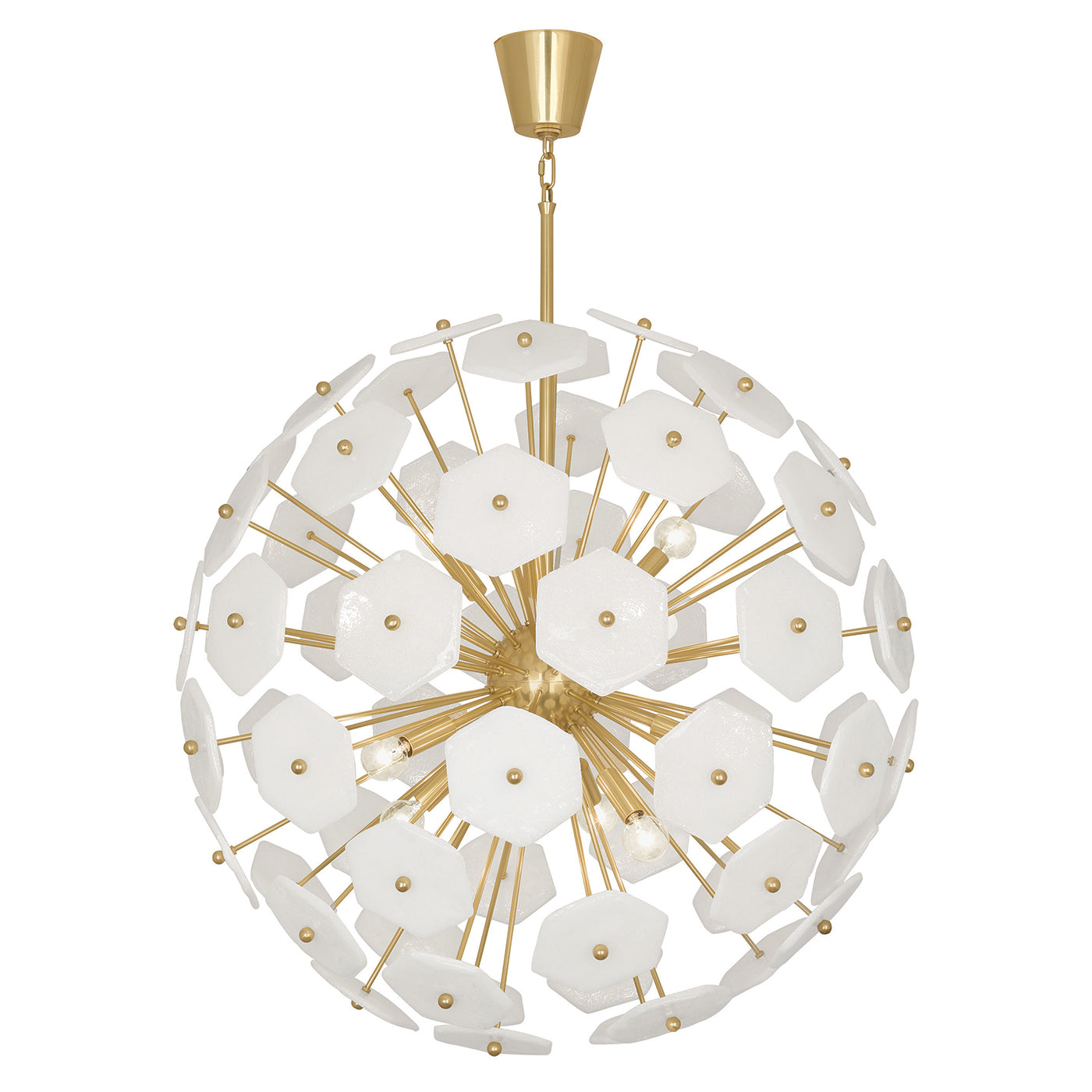 vienna large globe chandelier glass white brass - front view