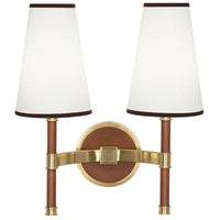 voltaire double sconce leather brown brass - front view
