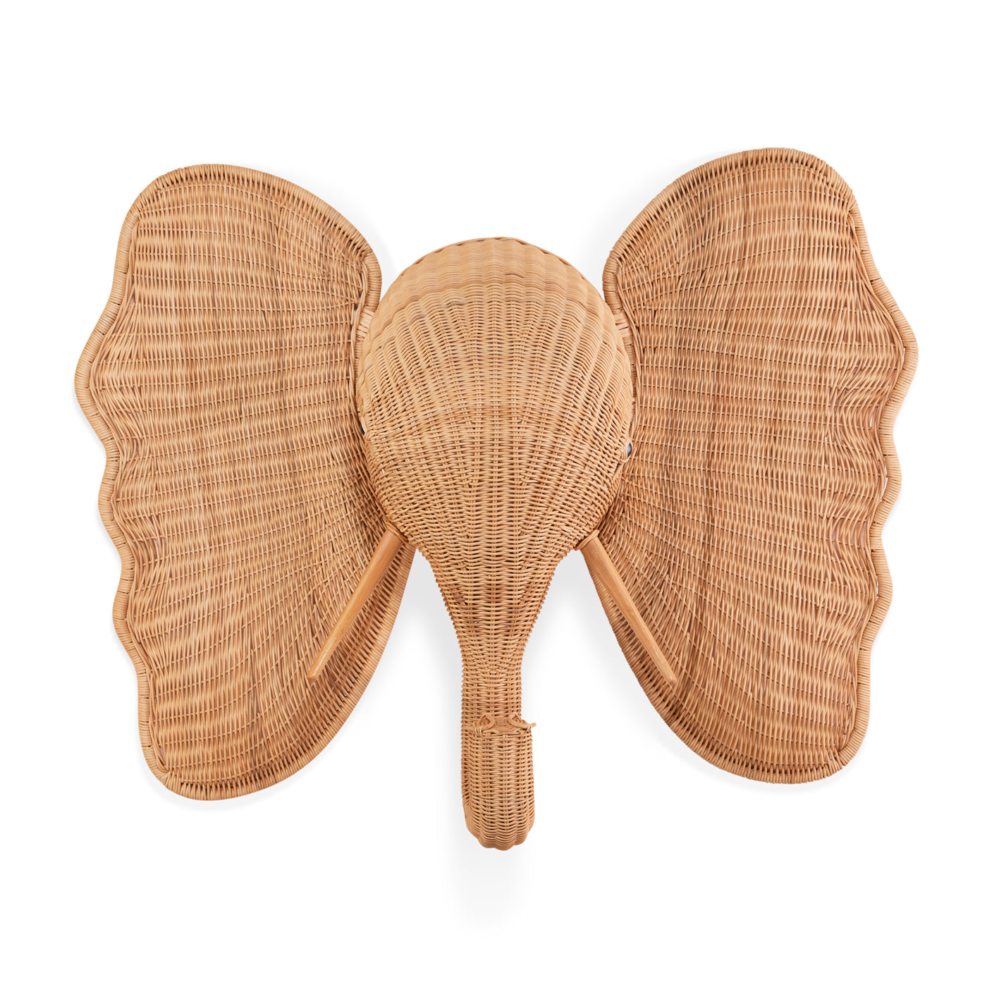 wicker elephant wall art - front view