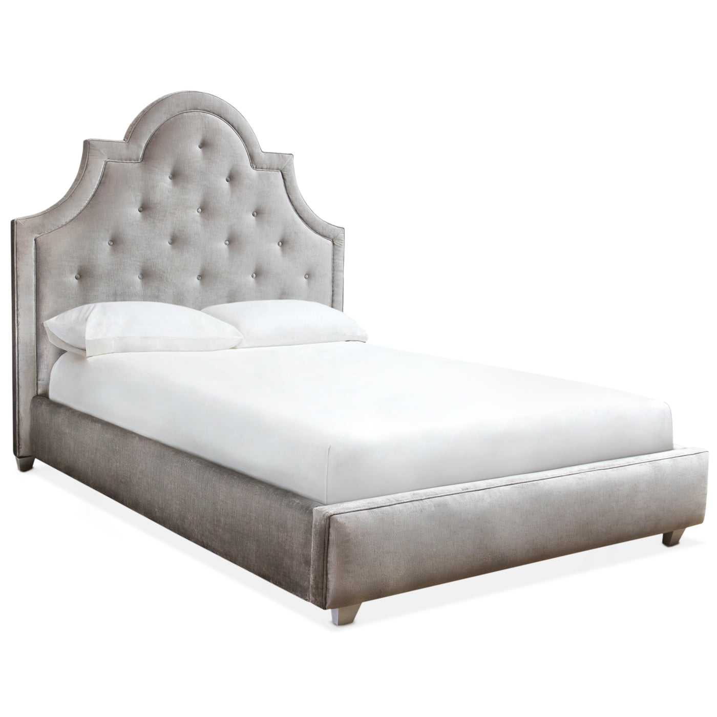 woodhouse king bed brussels charcoal velvet white wood - angle view
