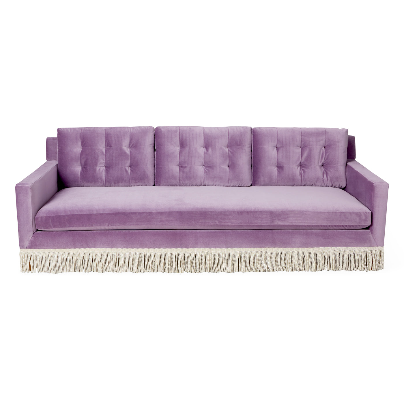 wright sofa venice amethyst velevet base natural beech wood - front view