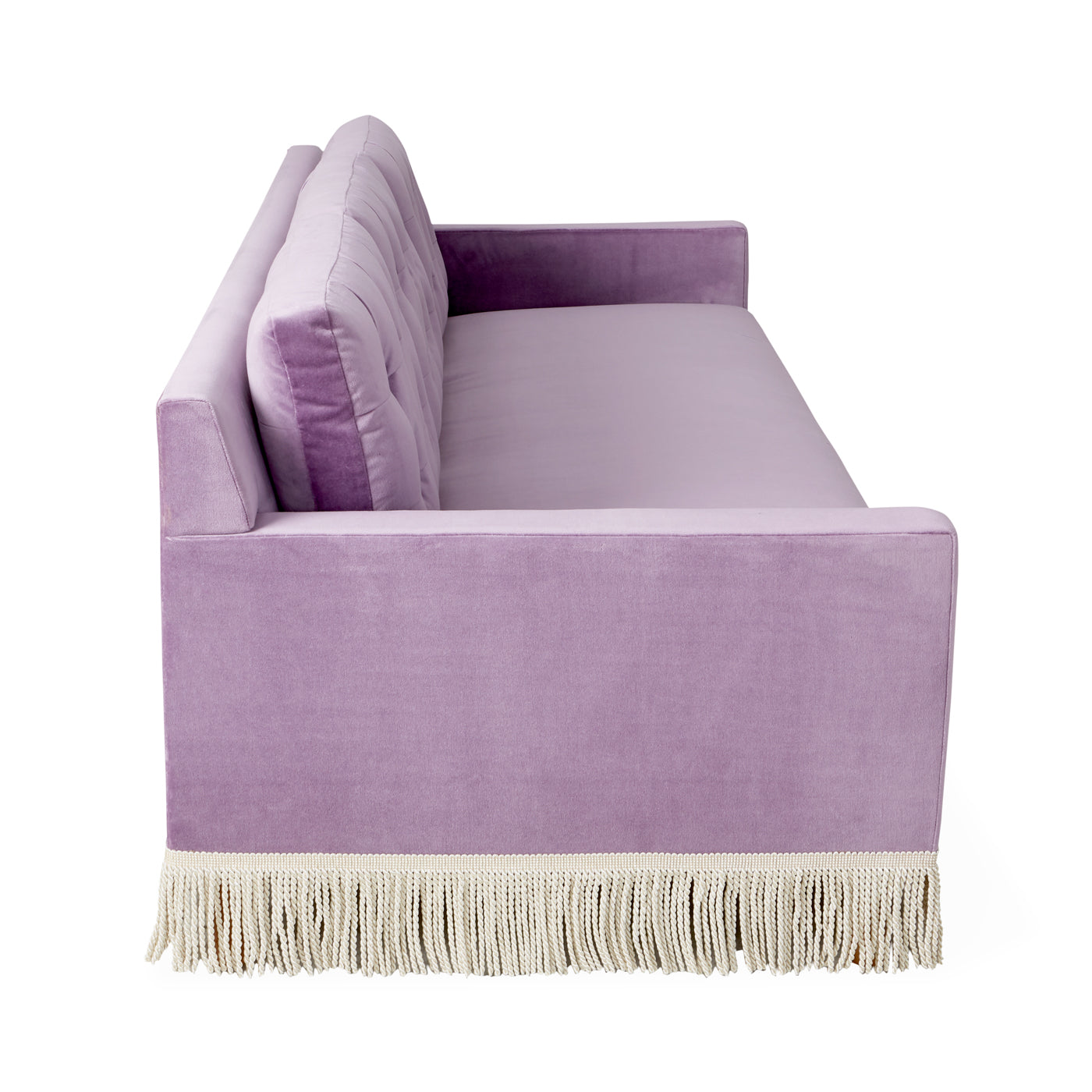 wright sofa venice amethyst velevet base natural beech wood - back view