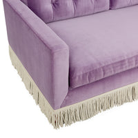 wright sofa venice amethyst velevet base natural beech wood - detail close up view