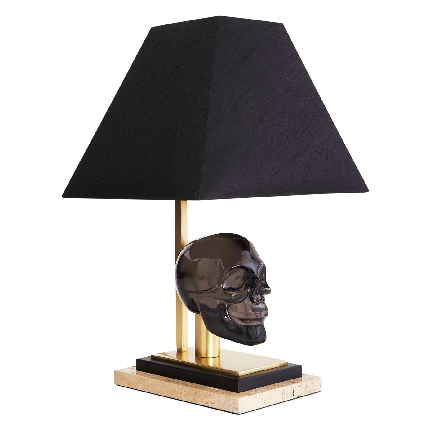 skull table lamp acrylic black - angle view